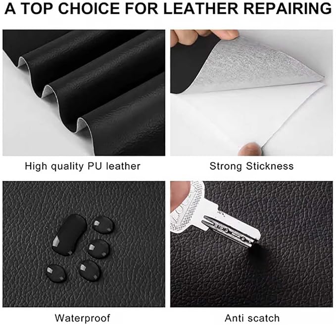 Leather Repair Kit for Furniture,Leather Tape for Car Upholstery Seat Repair Self-Adhesive Fabric Leather Repair Patch for Motorcycle, Leather Couch Repair Patches (Wine Red,19x13 inches)