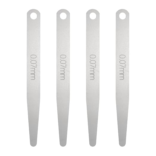 HARFINGTON 4pcs Metric Thickness Feeler Gauge 0.07mm Single Blade Oval Feeler Gauge 304 Stainless Steel Gap Measuring Tool for Repair Valve Guitar Spark Plug