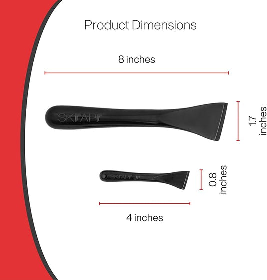 Plastic Scraper Tool, 2 Pack, Non-Scratch, 1.7 Inch Wide Blade, Long Ergonomic Handle, Heat Resistant (460F), Dishwasher Safe - Clean Ovens, Countertops, Hard Floors, Walls, and Windows