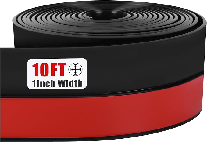 Draft Seal Tape for Doors and Windows 1 in x 10 Ft Silicone Weather Stripping Extra Thick 2mm Door Seal Strip with Strong Adhesive Draft Insulation Stopper Side Seal - Black