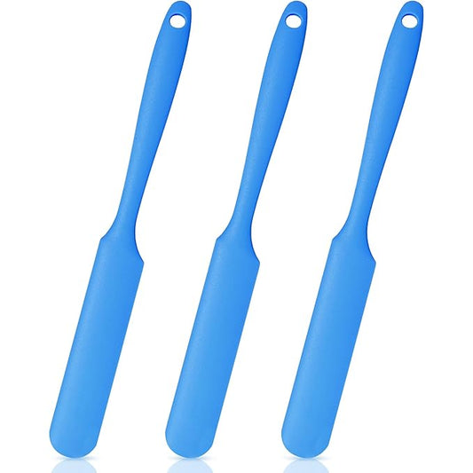Mudder 3 Pcs Non-stick Wax Spatulas Silicone Waxing Applicator Hair Removal Sticks Applicator Spatula Reusable Hard Wax Scraper for Home Salon Body Use(Blue)