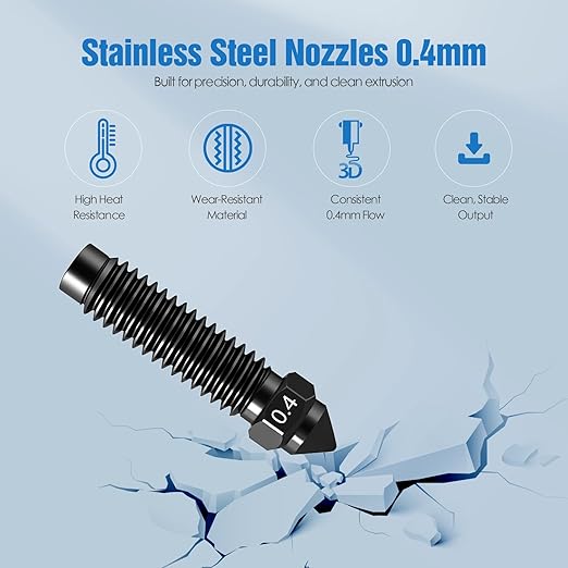 Nozzles for Elegoo Centauri Carbon (5-Pack) 0.4mm Hardened Steel Nozzle Kit Wear-Resistant & High-Temperature, 3D Printer Extruder Hotend Accessories