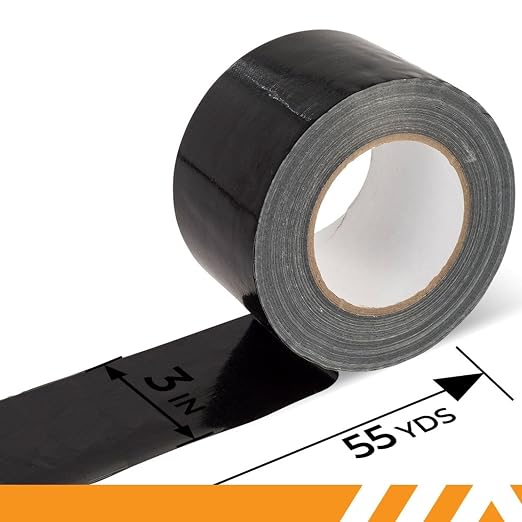 GTSE Wide Duct Tape, Black, 3 Inches x 55 Yards (164 ft), Heavy Duty, Waterproof Repair Tape for Indoor or Outdoor Use, 16 Roll