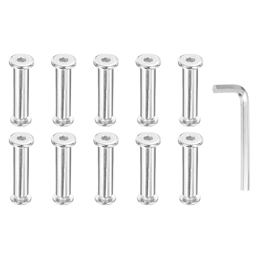 PATIKIL M8x8mm Hex Chicago Screws 10x40mm, 10Pcs 304 Stainless Steel Metric Hex Drive Socket Cap Binding Post Screw Posts for Scrapbook Leather Belt Album Furniture Repair, Silver