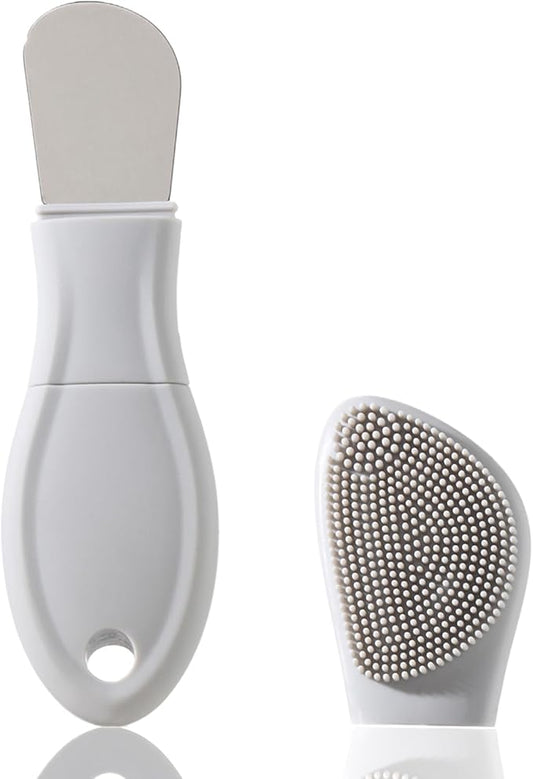 Multifunctional Face Washing Brushes,2 in 1 Pore Cleaning Brush & Blackhead Scraper,Pimple Extractor for Women Men,Face Scraper Skin Spatula,Pore Scrubber for Deep Cleansing.(Gray)