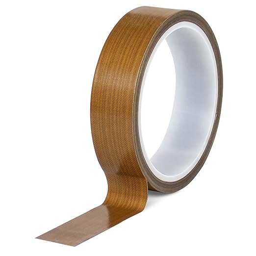 STKPACK Teflone Glass Cloth Tape (1 inch x 33 Feet x 0.18mm), High Temperature PTFE Heat Resistant Adhesive Tape Non-Stick Surface for Vacuum Sealer Machine, Heat Press, Packaging, Electrical Use
