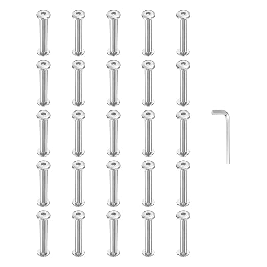 PATIKIL M4x4mm Hex Chicago Screws 5x30mm, 20Pcs 304 Stainless Steel Metric Hex Drive Socket Cap Binding Post Screw Posts for Scrapbook Leather Belt Album Furniture Repair, Silver