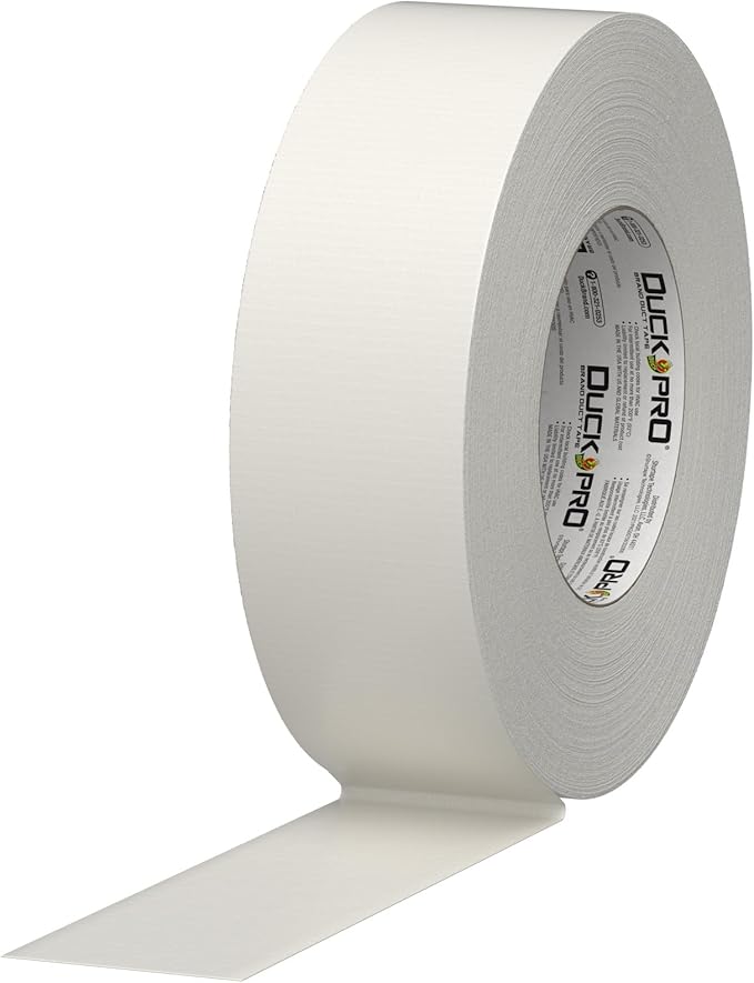 Duck Pro Heavy Duty Duct Tape for Long Lasting Repairs, 2" Wide (1.88 in x 55 Yds) Performance Grade Tape with Waterproof Backing, White, 1 Roll