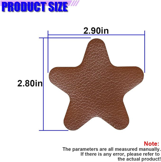 4PCS Stars-Shaped Car PVC Leather Repair Patch Tape, Self-Adhesive Car Seat Tear Repair Kit, Wear-Resistant Auto Interior Decoration Sticker Accessories for Furniture, Upholstery (Brown)
