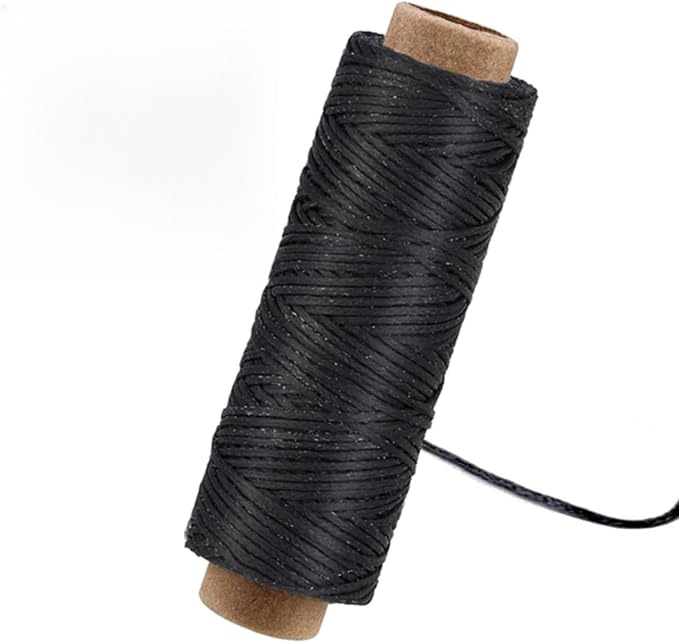 Leather Sewing Waxed, Black Waxed Thread for Beginners Leather Craft DIY Supplies, Shoe Repairing, Jewelry Making (32.8Yards)