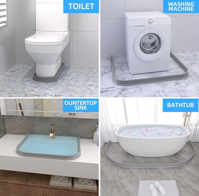 Duzzy 75 Inch Shower Threshold Water Dam, Shower Water Guard to Keep Water in Shower, Shower Water Stopper Dry and Wet Separation Suitable for Bathroom and Kitchen