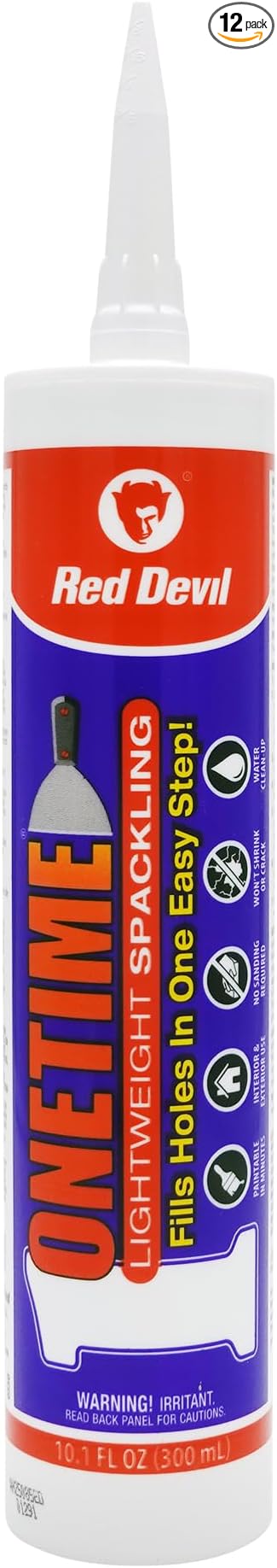 Red Devil 0550 Onetime Lightweight Spackling, 10.1 oz. Cartridge, White, 12 Pack