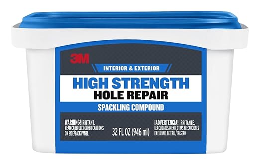 3M High Strength Color Changing Spackling Compound, 32 oz Tub, 2 Pack – Blue-to-White Drying Formula, Fast-Drying, No Shrink, Primer-Enhanced, Multi-Surface Wall Repair for Interior and Exterior