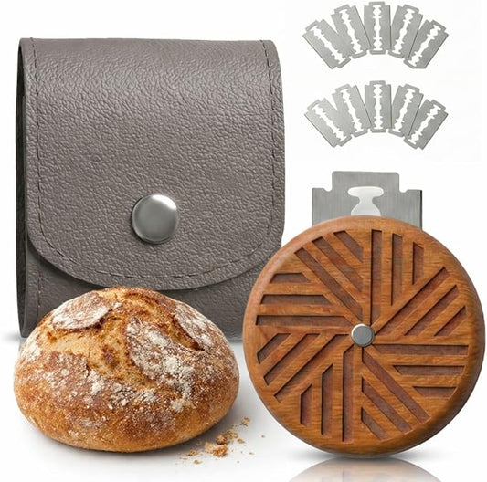Crafted Rose Wood Bread Lame Slashing Tool, Dough Scoring Knife with 10 Razor Blades and Storage Cover, Dough Scoring Knife, Lame Bread Tool for Sourdough Bread Slashing