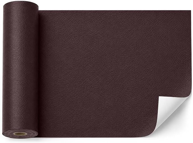 BOUYEER Leather Repair Patch Tape Kit,Self Adhesive Leather Repair for Sofa，Car Seat,Office Chair,Furniture,Jacket,Waterproof Strong Adhesive Vinyl Repair Kit. 23 in x 79 in,Dark Brown