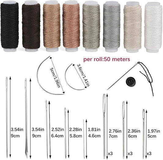 BAGERLA Upholstery Repair Sewing Kit Heavy Duty Sewing Kit with Awl Tools, Seam Ripper, Hand Stitching Needles, Upholstery Thread, Leather Craft Tool for Shoes Sofa Tent Carpet Craft DIY