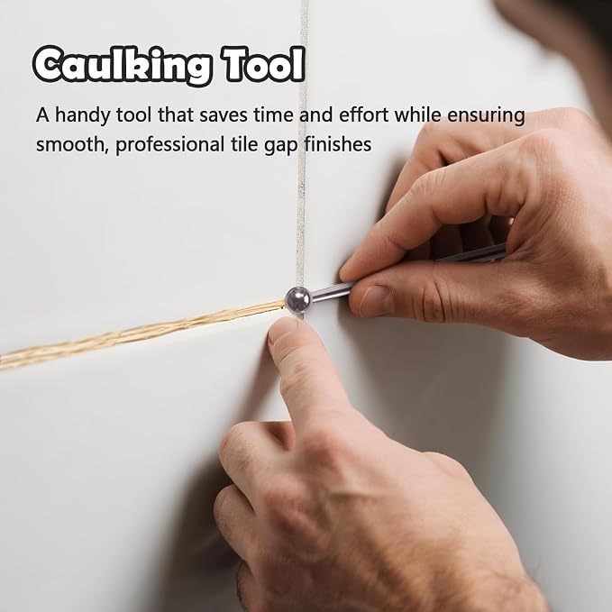 5 Piece Stainless Steel Caulking Tool Kit – Grout Finishing, Removal & Application Tools for Tile & Concrete, Caulk Finisher for Inside/Outside Corners (Reusable & Durable)