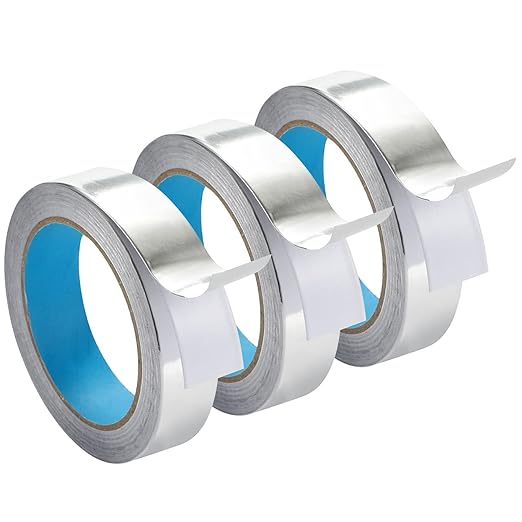 Aluminum Foil Tape 1 inch x 65 feet, 4.0 mil, 3 Rolls | 0.1mm Thickness, Aluminum Air Duct Tape, Professional Adhesive, For HVAC Pipe Repairs or More