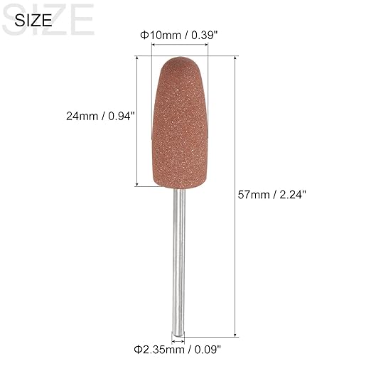 uxcell 3pcs 80 Grits Abrasive Mounted Stone 2.35mm Shank 2/5"(10mm) Dia Conical Heads Stone Grinding and Polishing Wheels for Nail Polishing