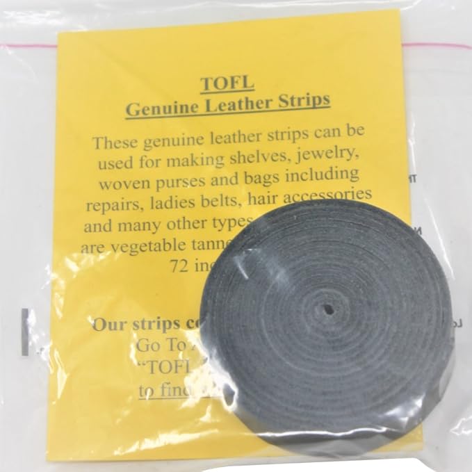 TOFL Genuine Leather Strap | Top Grain Cowhide Strip – Smokey Gray | 72" L x 5/8" W x 1/16" Thick | Suede Backing | Leather Craft Supplies | Leatherworking & DIY Repair Projects | 4-5 oz