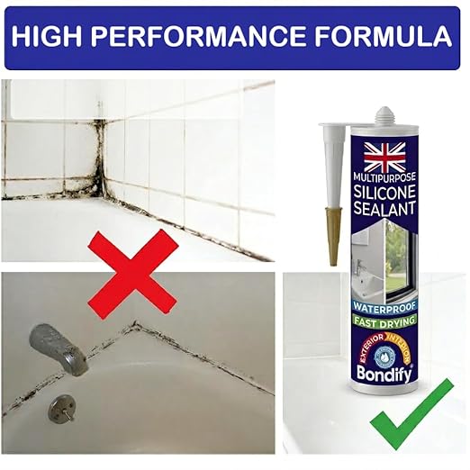 Waterproof Silicone Sealant Clear, Silicone Caulk for Window & Door, Kitchen & Bathroom Solvent Free, 3PCs x 10oz, Ideal for Sink, Sanitary, Bath, Shower Sealant, Window Frame Sealant