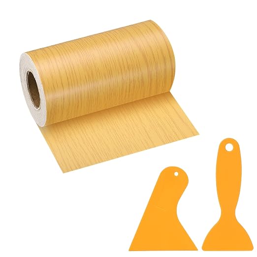 PATIKIL Wood Grain Repair Tape, 4" x 33' Self Adhesive Realistic Wood Tape with Scraper Durable Repair Patch for Furniture Floor Window Door Table DIY Home Decor, Beautiful Oak