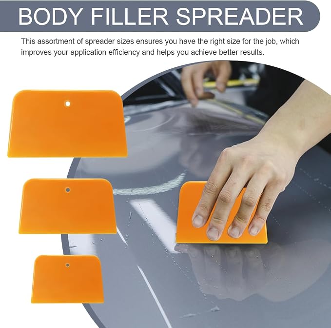 1 Set Body Filler Spreaders, Auto Plastic Putties Spreader Tool Includes Large, Medium and Small, Reusable Auto Film Application Tool for Body Fillers, Putties, Glazes, Caulks and Paint (3PCS)
