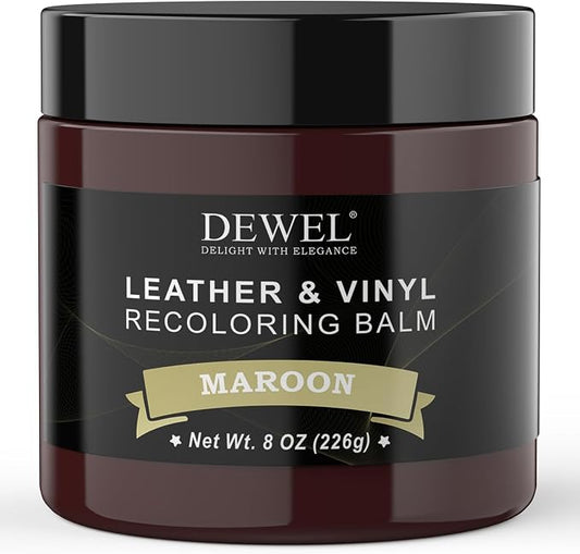 DEWEL Leather Recoloring Balm, Maroon Leather Color Restorer for Scratched and Faded, Leather Scratch Remover, Upgrade Leather Repair Kit for Restore Couches, Car Seats, Shoes, Boots