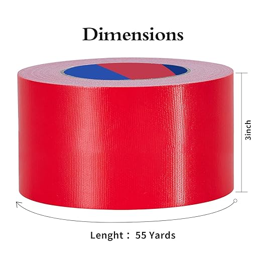 Red Heavy Duty Duct Tape, 3 Inch x 55 Yards, Industrial Grade Waterproof & UV Resistant, Strong Adhesive for Indoor Outdoor Repairs, Crafts, Home Improvement, Moving Packing and DIY Projects