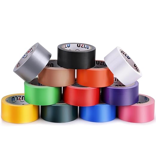 12PCS Rainbow Colored Duct Tape Bulk, 20 Yards x 1.88 Inch Heavy Duty Waterproof, No Residue, Bright Colors and Patterns for Packaging, Arts, Crafts, Color-Coding, DIY Projects