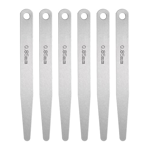 HARFINGTON 6pcs Metric Thickness Feeler Gauge 0.85mm Single Blade Oval Feeler Gauge 304 Stainless Steel Gap Measuring Tool for Repair Valve Guitar Spark Plug