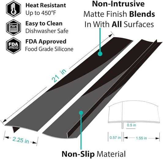 Mofason Stove Gap Covers, Kitchen Silicone Oven Gap Filler – 21 Inches Countertop Strips Gap Guard, Easy to Clean (Black)