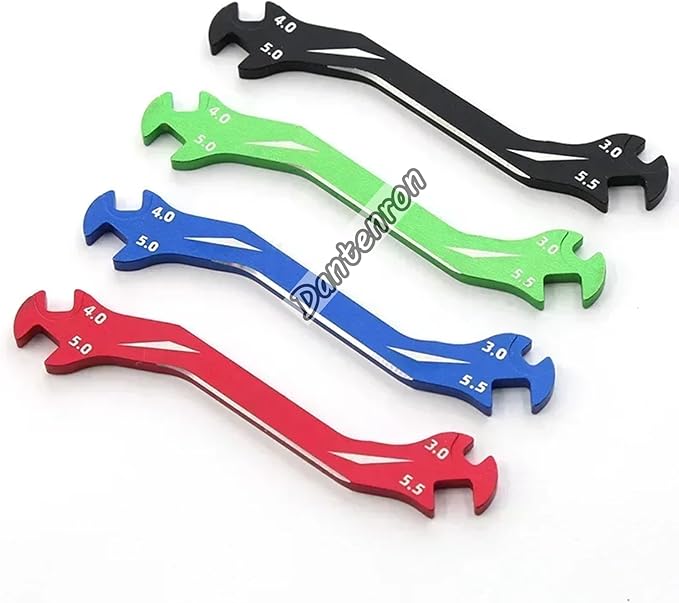 RC Multi-Function Wrench Turnbuckle Nut Ball Joint Remover 3mm 4mm 5mm 5.5mm Universal Repair Tool Aluminum Alloy for 1/10 1/8 1/24 Crawler Truck Off Road Car Boat Drone Airplane (Blue)