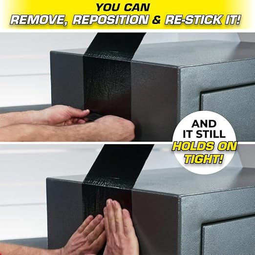 Flex Duct Tape, Super Wide, 4.6 Inches x 20 Feet, Black, Heavy Duty Strong, Multi-Surface, Water, Weather and UV Resistant, Tearable, Perfect for Boxes, No Residue