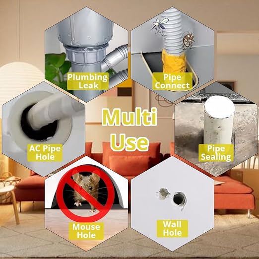 White Plumbers Putty, 3 Pack Moldable Sealing Clay | Duct seal for sink/tub drains, Pipe gaps, AC holes, Home wall repair