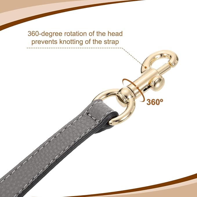 uxcell 14.17 Inch PU Leather Short Bag Strap with Clasp, Purse Handles Handbags Replacement Straps for Clutch Bag Underarm Bags, Grey, Gold Buckle