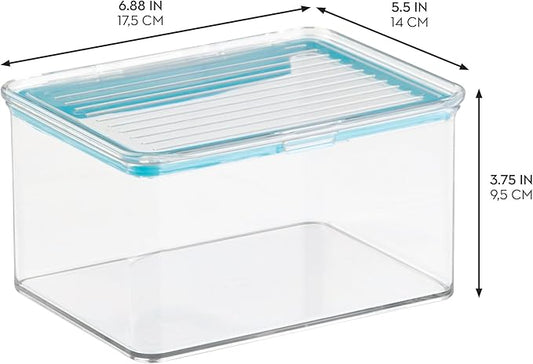 iDesign Plastic BPA-Free Pantry Food Storage Organizer Bin with Air-Tight Hinged Lid, 1.5 Quart Container for Kitchen, Fridge, Freezer, Cabinet, 5.5" x 6.6" x 3.7" - Clear