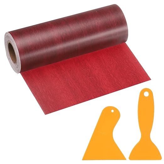 PATIKIL Wood Grain Repair Tape, 6" x 33' Self Adhesive Realistic Wood Tape with Scraper Durable Repair Patch for Furniture Floor Window Door Table DIY Home Decor, Walnut