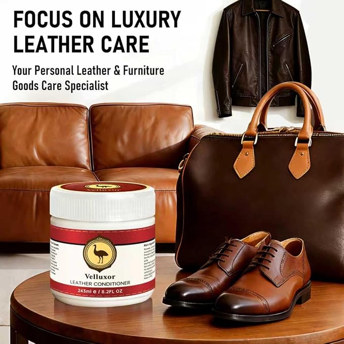 Furniture Salve for Leather (8.2oz), Polisher, Moisturizer and Restorer for Couches and Furniture - Conditioner for Leather, Wood, Bags, Car Seats, Jackets, Vinyl, Leather Repair Salve
