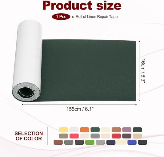 PATIKIL Leather Patches Tape for Furniture, 6.3 x 61 Inch Self Adhesive Vinyl Leather Repair Kit Cover Sheet for Couch, Sofa, Car Seats, Office Chair, Dark Green