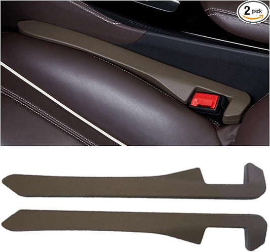 Leather Car Seat Gap Filler Universal for Car, SUV, Truck Fit Organizer Fill The Gap Between Seat and Console Stop Things from Dropping, Set of 2 (Brown)