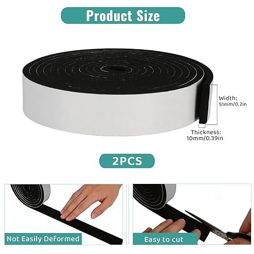 High Density Foam Tape - 3/4'' x 1/8'' x 13Ft Weatherproof Adhesive Prevent Condensation Heat Resistant Flame Retardant Weather Stripping Easy to Cut & Install & Remove for Car Doors Pipes Windows