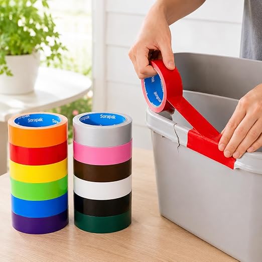 Colored Duct Tape 12 Rolls, 1 in x 10 yd, Rainbow Tape for DIY Crafts | Strong Adhesive, Easy Tear, Waterproof for Packing, Repairs, Color Coding, Home, School & Office