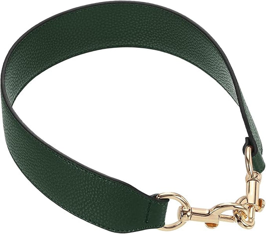 uxcell 22.83 Inch PU Leather Short Bag Strap with Clasp, Purse Handles Handbags Replacement Straps for Clutch Bag Crossbody Underarm Bags, Dark Green, Gold Buckle