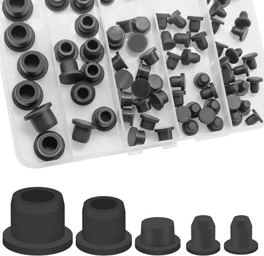 76 Pcs Rubber Stoppers in Five Hole Plug Sizes, Various Sizes of Round Hole Silicone Tool, Rubber Plugs for Round Holes, Silicone Plugs Suitable for Car Wiring Furniture