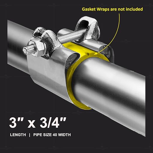 Highcraft Pipe Repair Clamp 3/4'', IPS Single Bolt, 3” Long, Stainless Steel