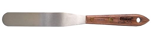 Albion Engineering Company 258-5S Classic Spatula, Stainless Steel, Hardwood Handle, 7/8" Wide Tip x 5" Long Blade