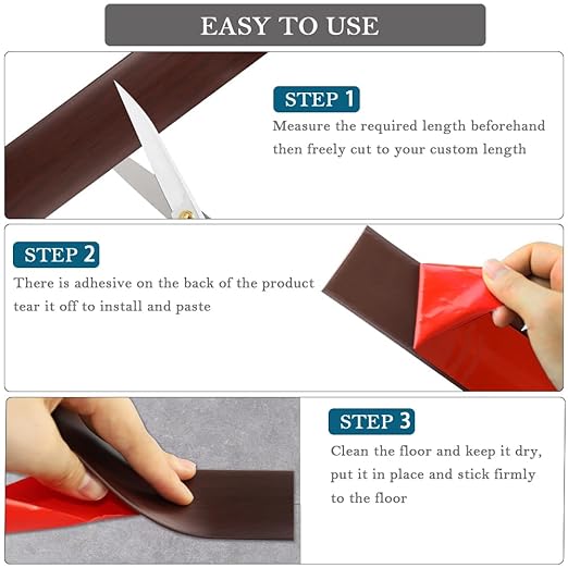 Floor Transition Strip 2" Self Adhesive Flat Vinyl Flooring Transitions Strip with Strong Backing Wood Grain 5cm, 3.28FT, Red Oak