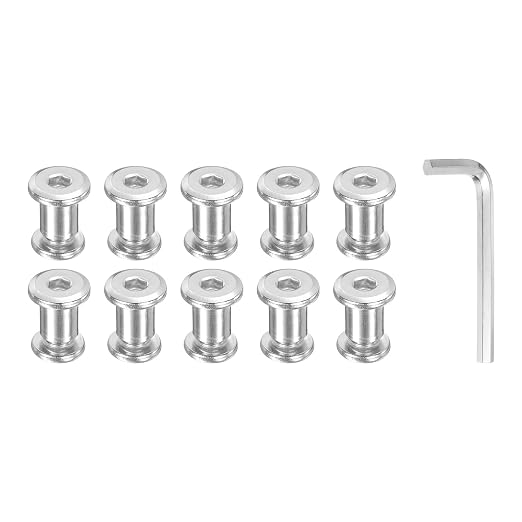 PATIKIL M8x8mm Hex Chicago Screws 10x12mm, 10Pcs 304 Stainless Steel Metric Hex Drive Socket Cap Binding Post Screw Posts for Scrapbook Leather Belt Album Furniture Repair, Silver
