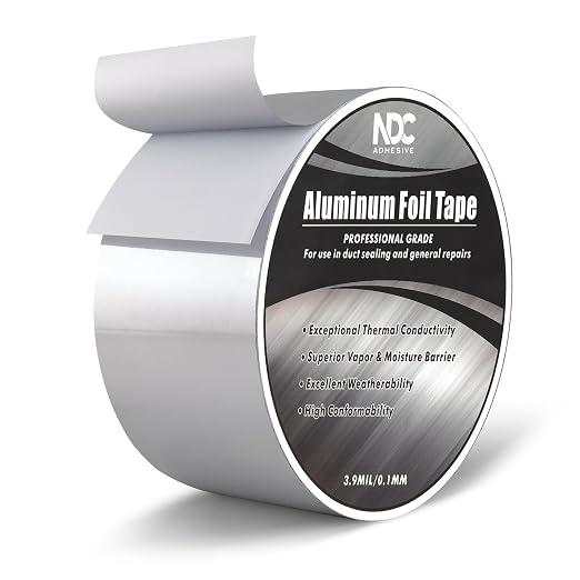 Aluminum Foil Tape, 2.6” x 164Ft, Silver | 3.94mil, Heat & UV Resistant, Waterproof for Ductwork Sealing, Dryer Vent, HVAC Air Insulation, Metal Repairs Patching